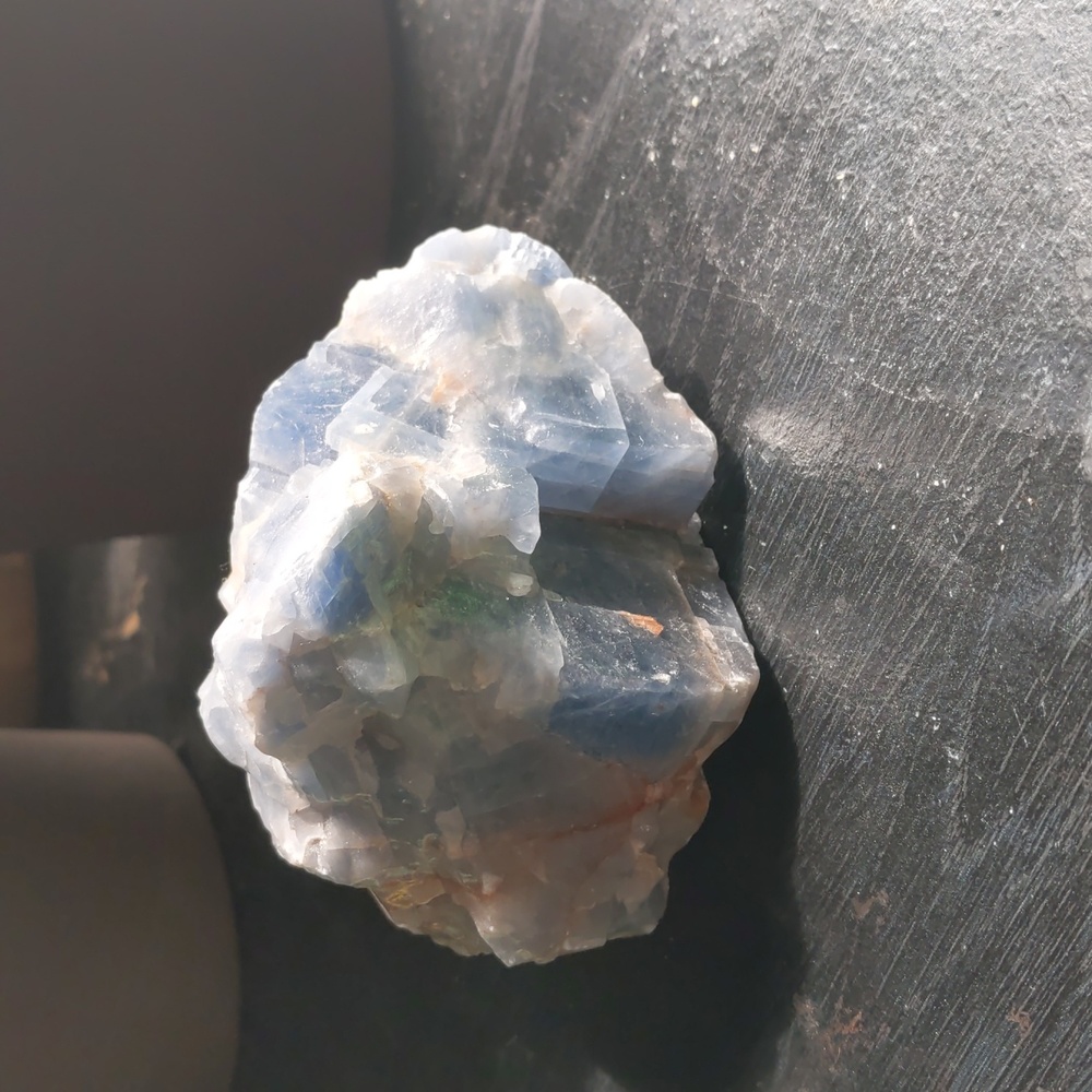Raw blue calcite crystal